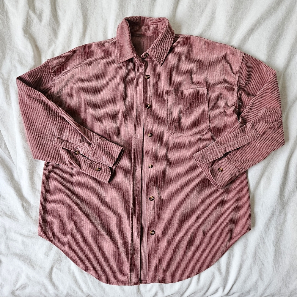 Striped Button-Up Shirt in Burgundy